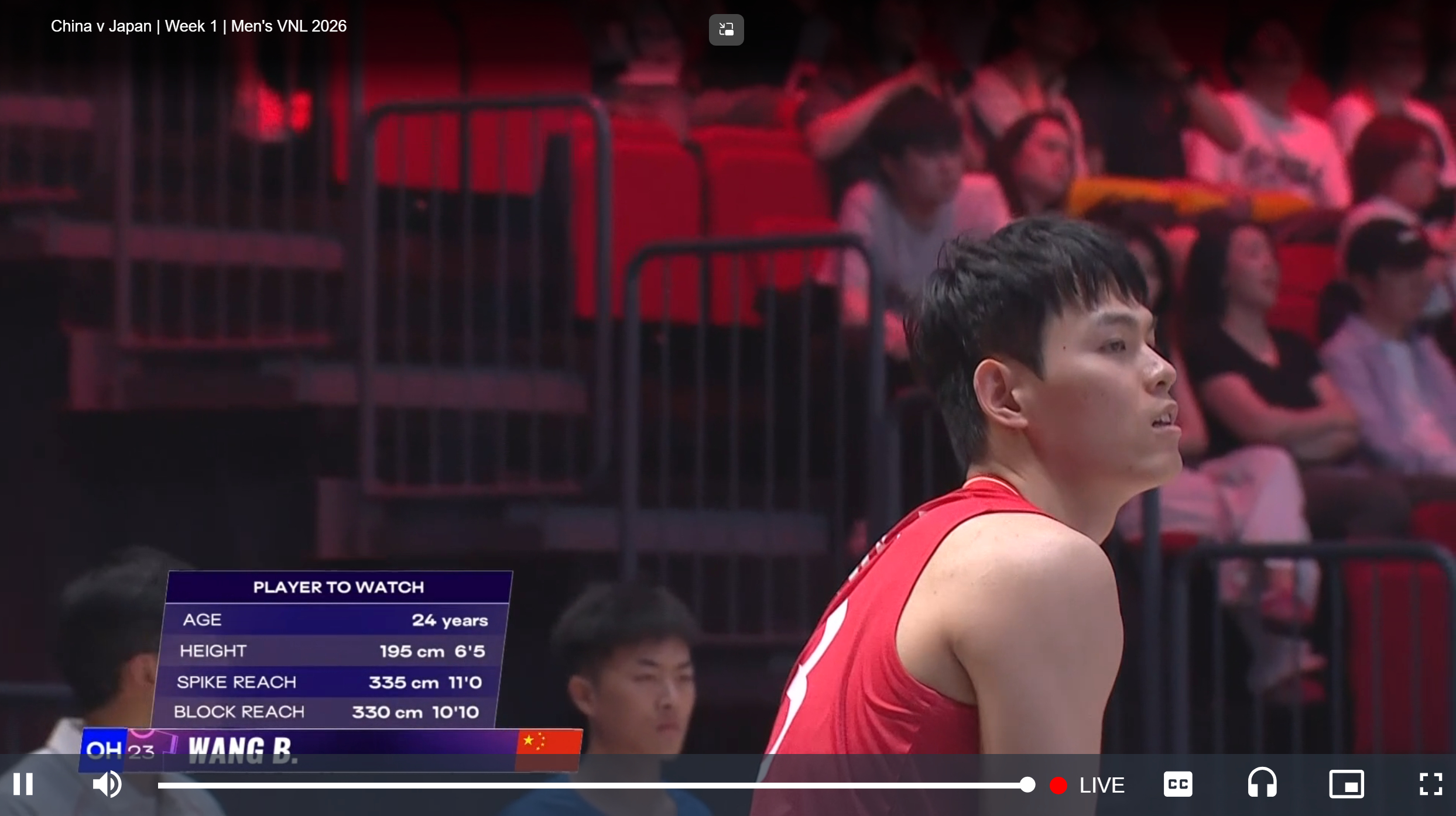 中国男排 直播给到的排球明星介绍是Ran男士和我滨世界男排联赛