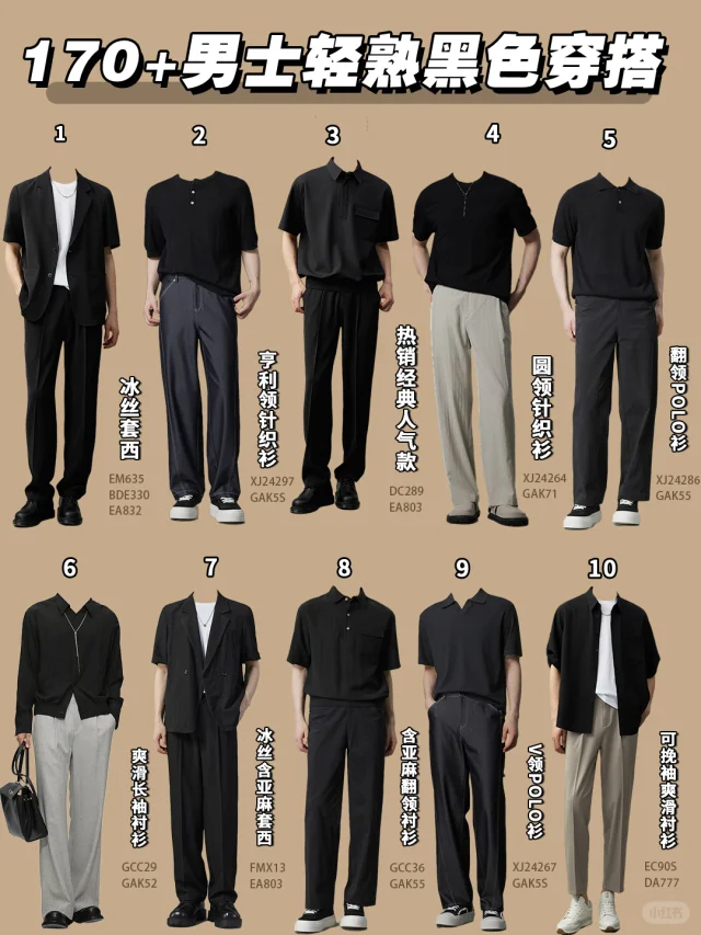 建议收藏|夏季10套170+男生黑色轻熟风穿搭