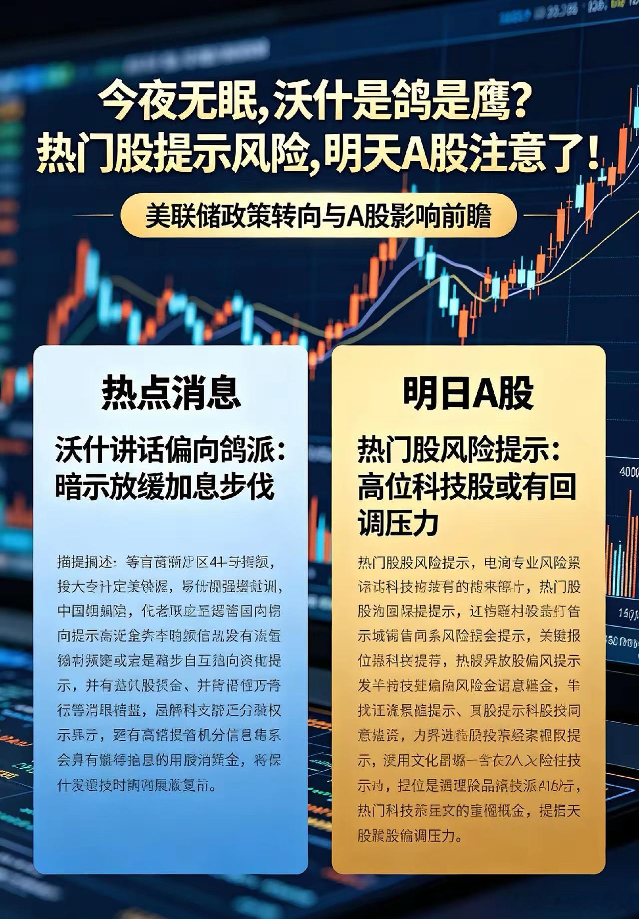 今夜无眠,沃什是鸽是鹰?热门股提示风险,明天A股注意了！一、热点消息①懂王发出强