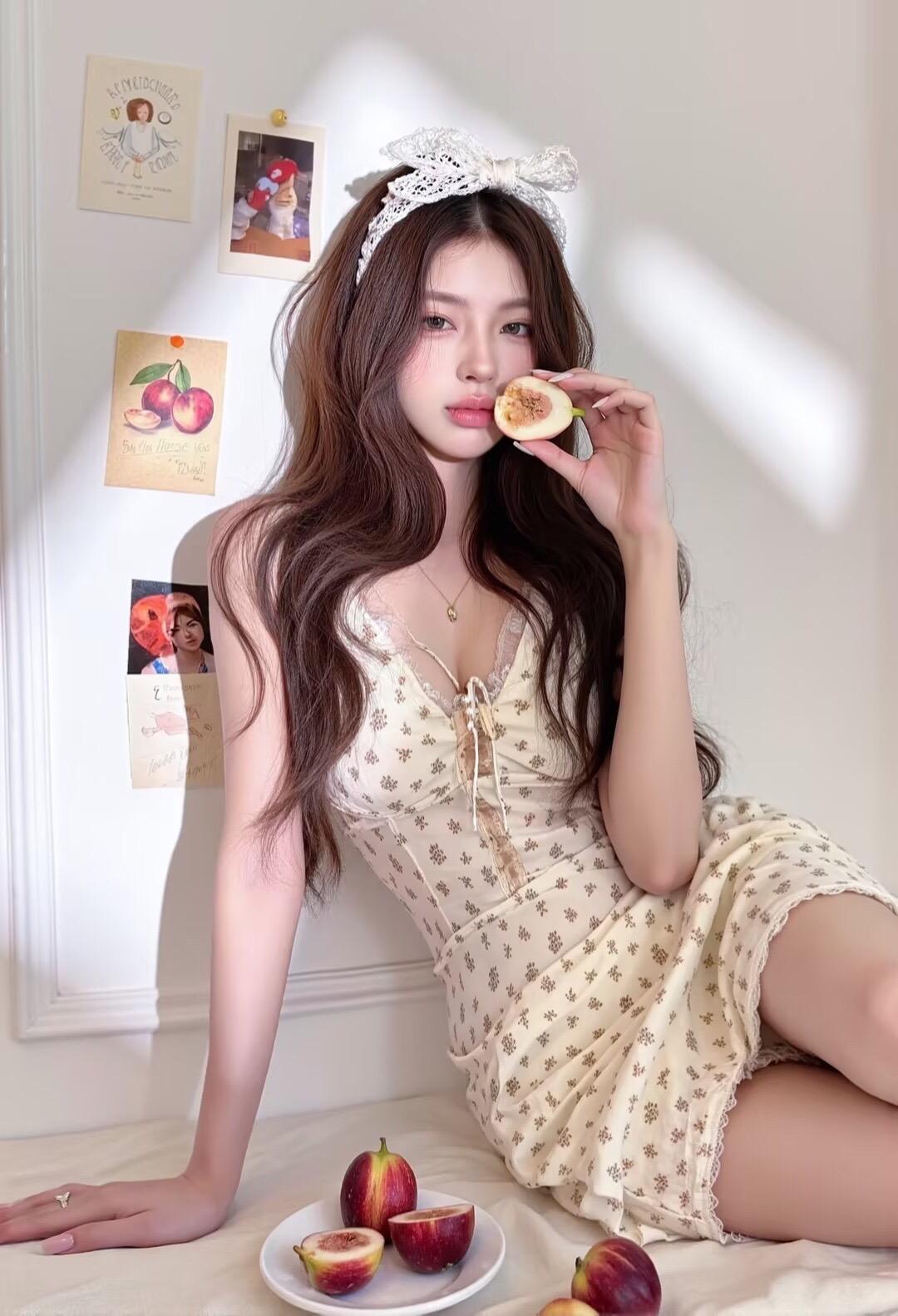 甜美碎花小吊带裙 ins碎花吊带裙 AI写真