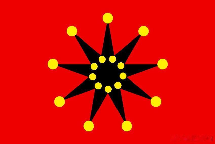 最近有人叽叽喳喳，说中国历史上怎么会有红底黑色图案的旗帜？你看铁血十八星旗不算吗