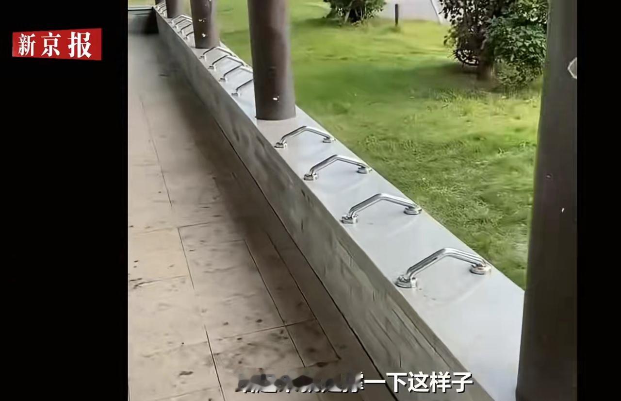 东莞一公园长凳装密集扶手被质疑感觉没啥问题啊，能规范使用长椅，又能方便老人站起，