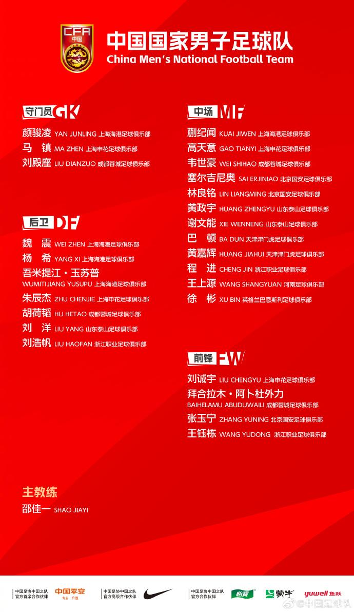 “邵二期”国足征调9名U23适龄球员，兼顾竞争力与提速更新换代

为了备战即将于