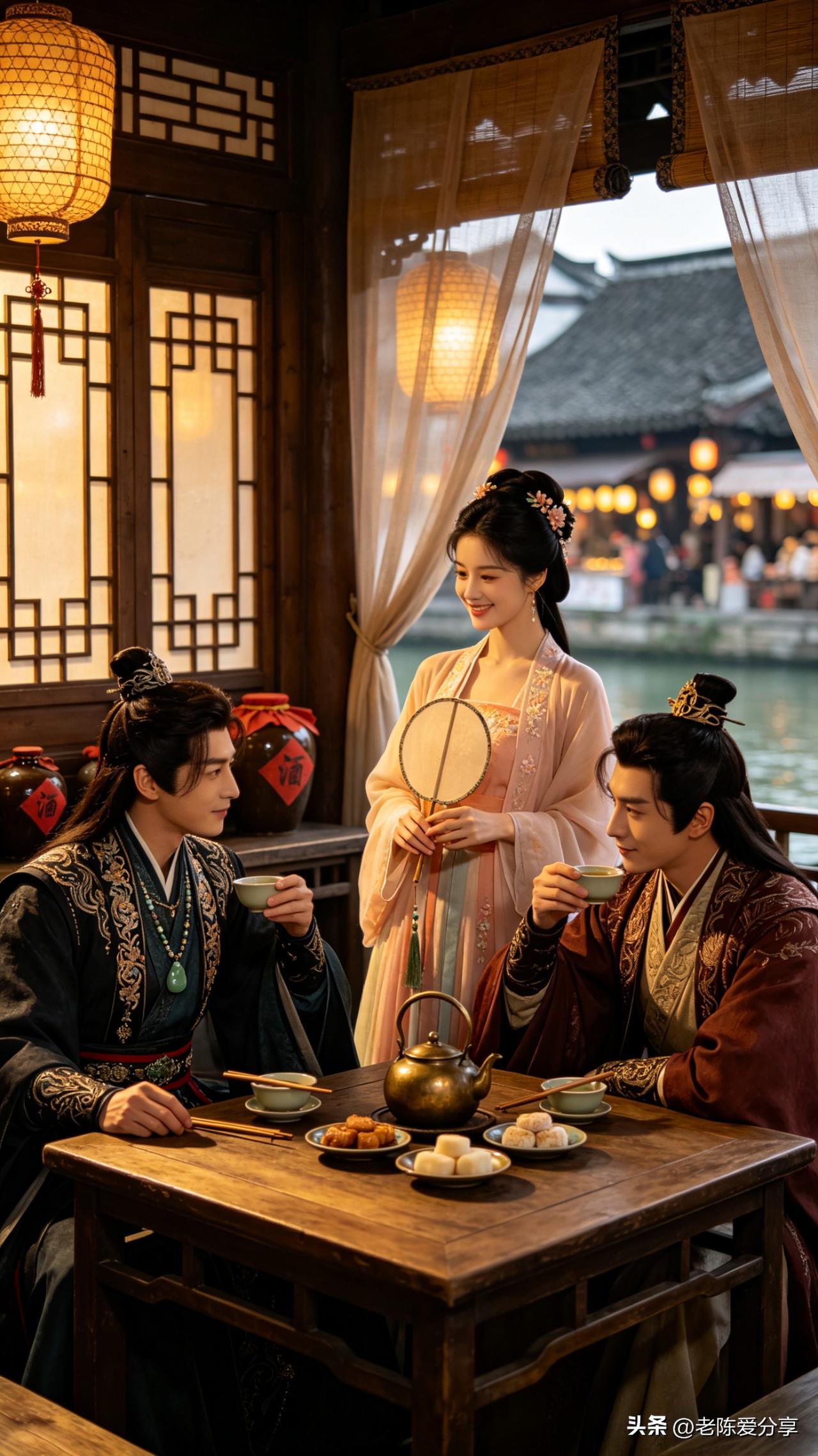 鹧鸪天·水乡夜宴

画舫临流灯火明，雕窗半卷晚风清。
金樽对举邀明月，玉箸轻挑品