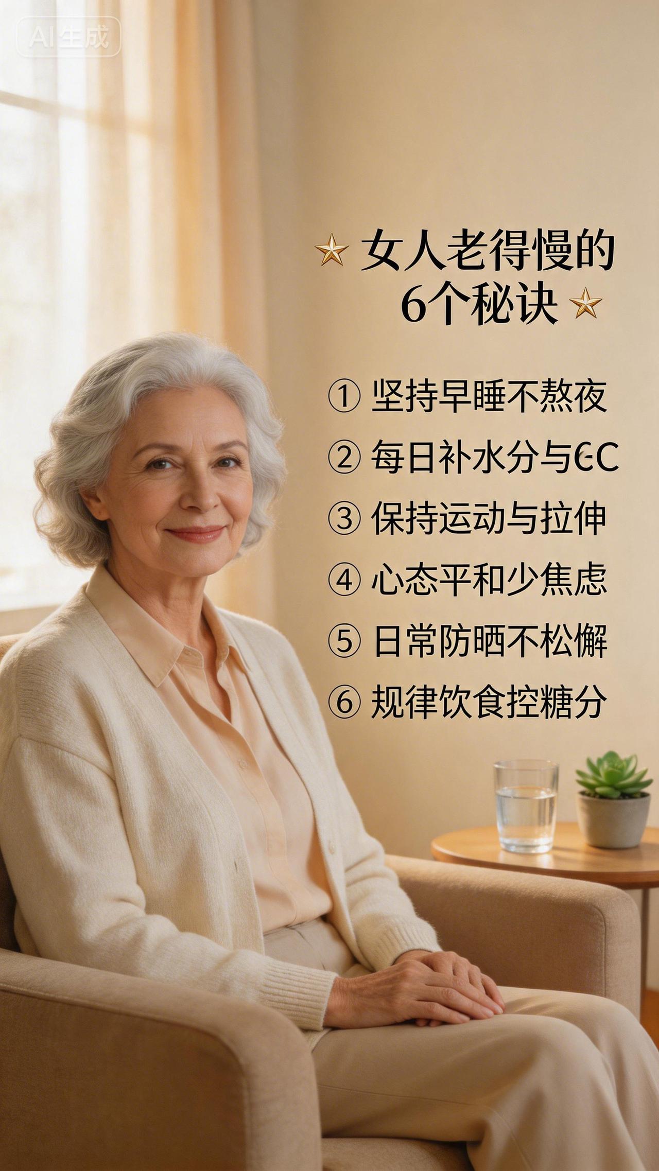 女人老得慢的秘诀，记住这六条，坚持做比同龄人年轻好几岁

你有没有发现，同样年纪