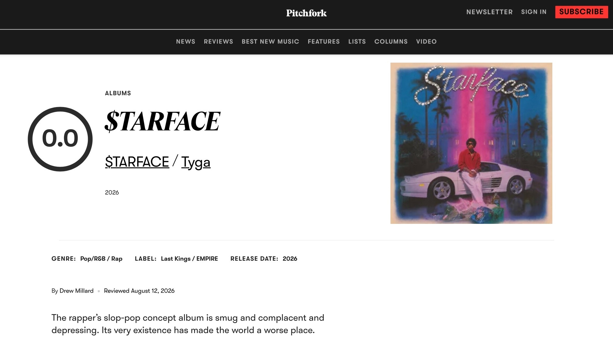 【乐评速递】Tyga 第九张录音室专辑『$TARFACE』获乐评机构 Pitch