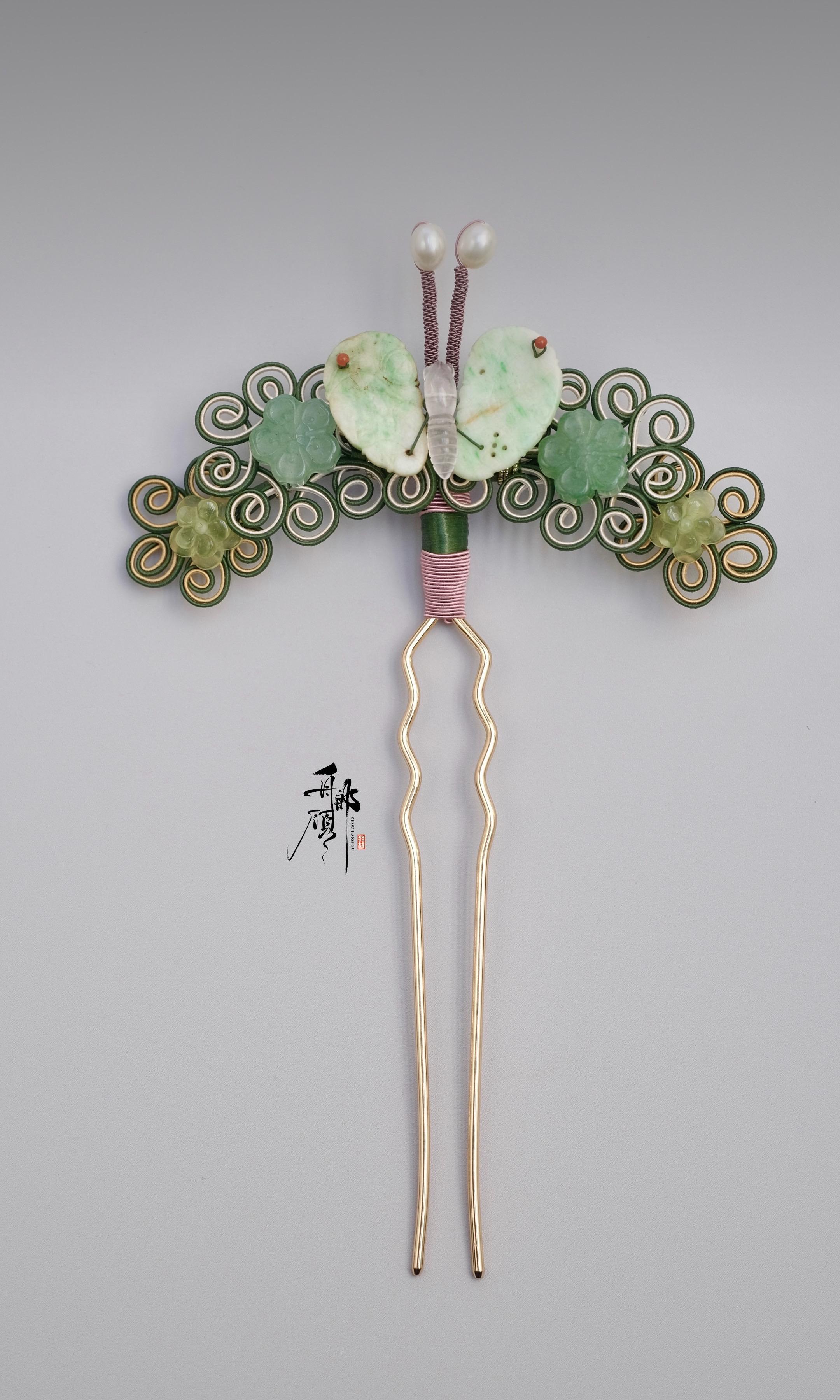 绕花丝真的很有古味~书里带教学的绕花丝➕天然石发簪，主要展示了绑法和组...