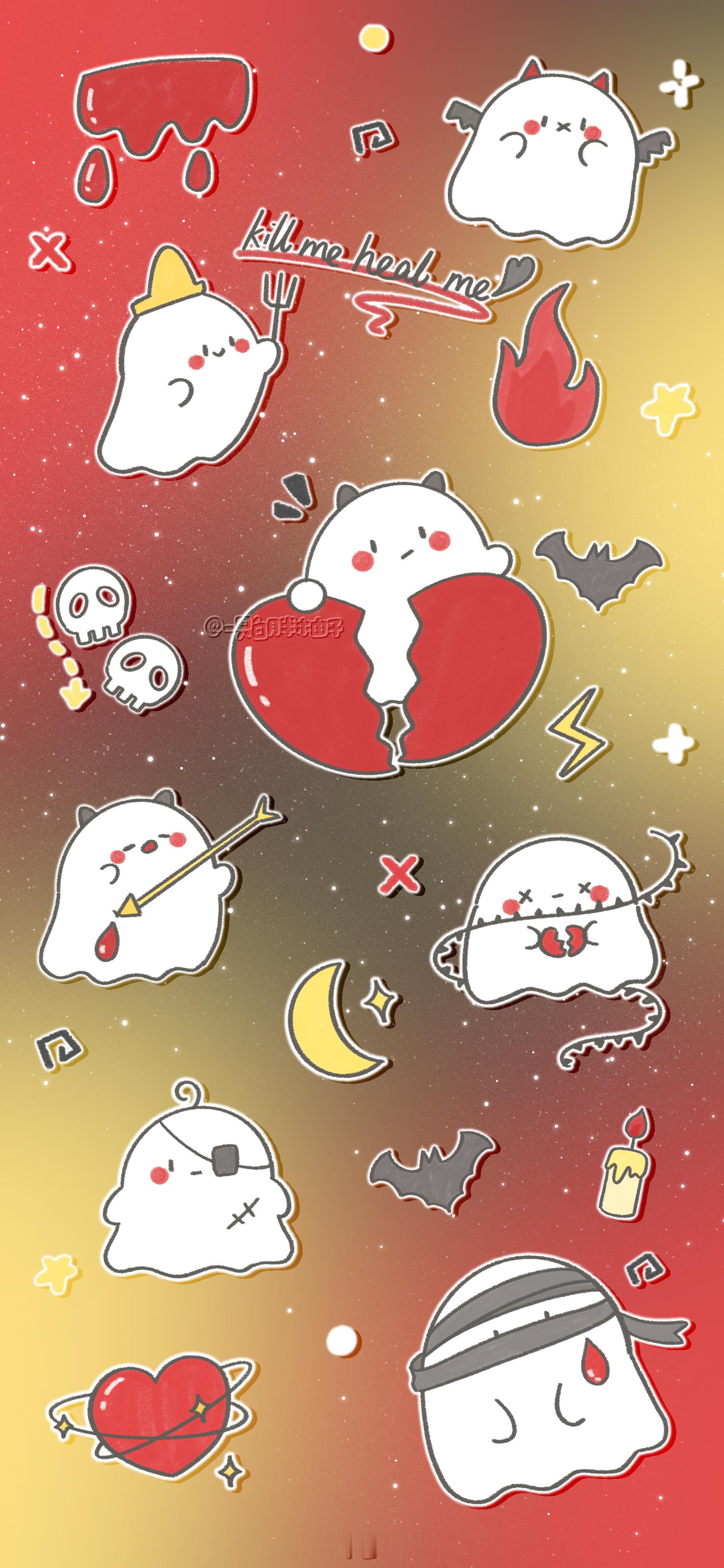 可爱鬼上线👻  cr：一只白胖柚子壁纸 ​​​