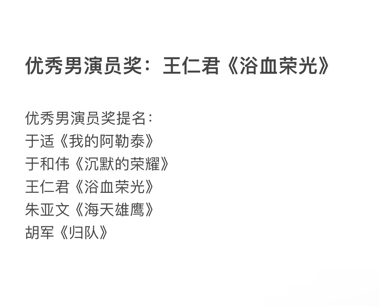飞天奖获奖名单如何评价这届的名单______ ​​​