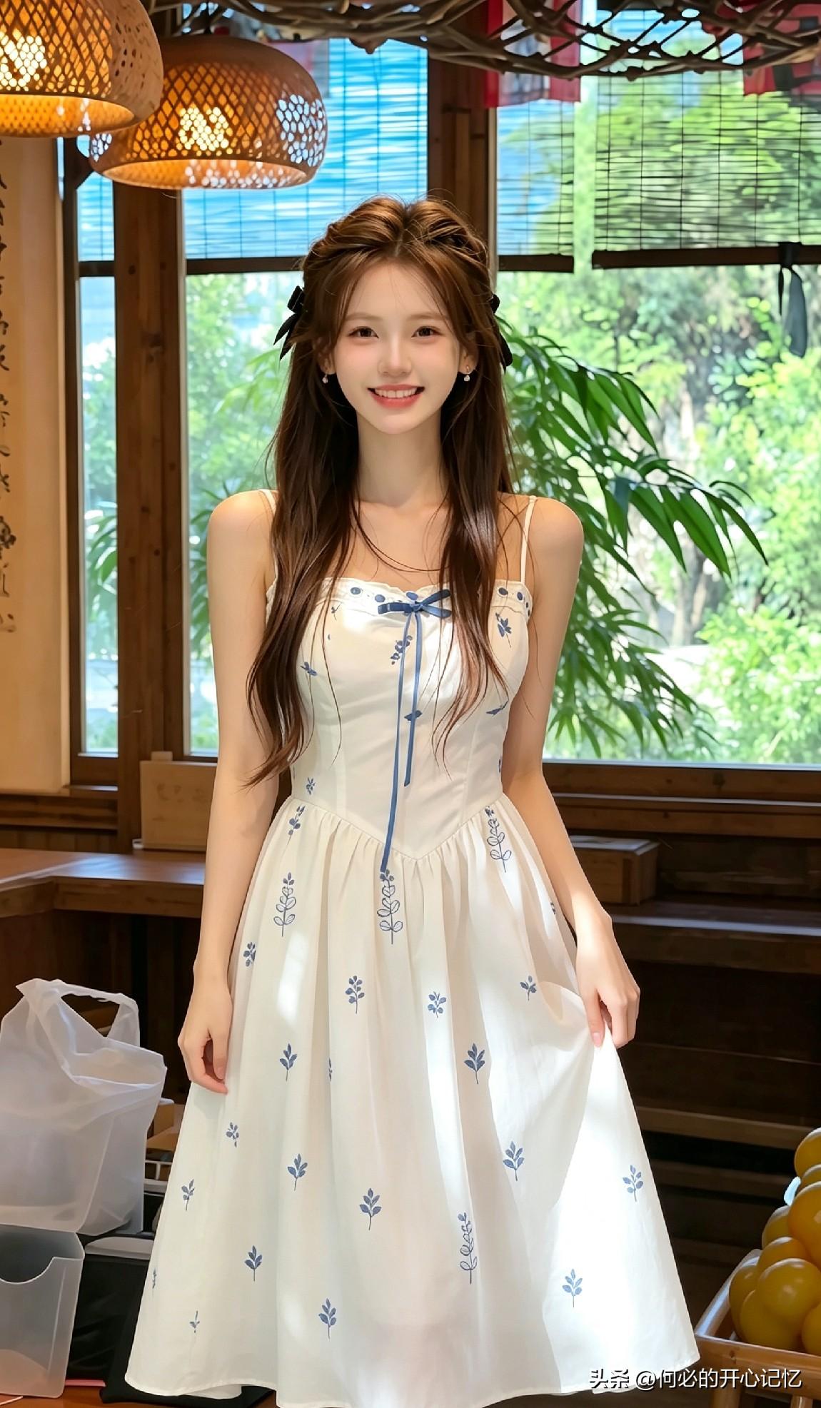 茶馆里穿白裙的姑娘，一笑竟让邻桌大叔忘了点单？

她没说话。

可嘴角一扬，全场