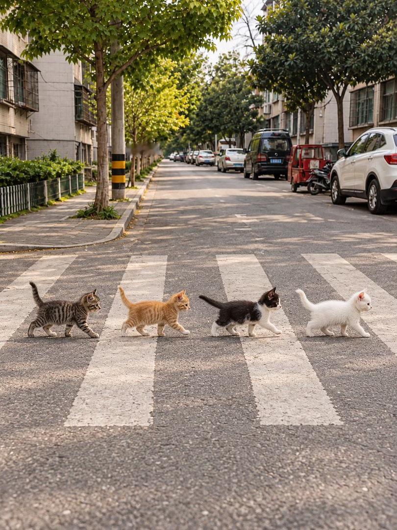 小猫排队过马路 ​​​