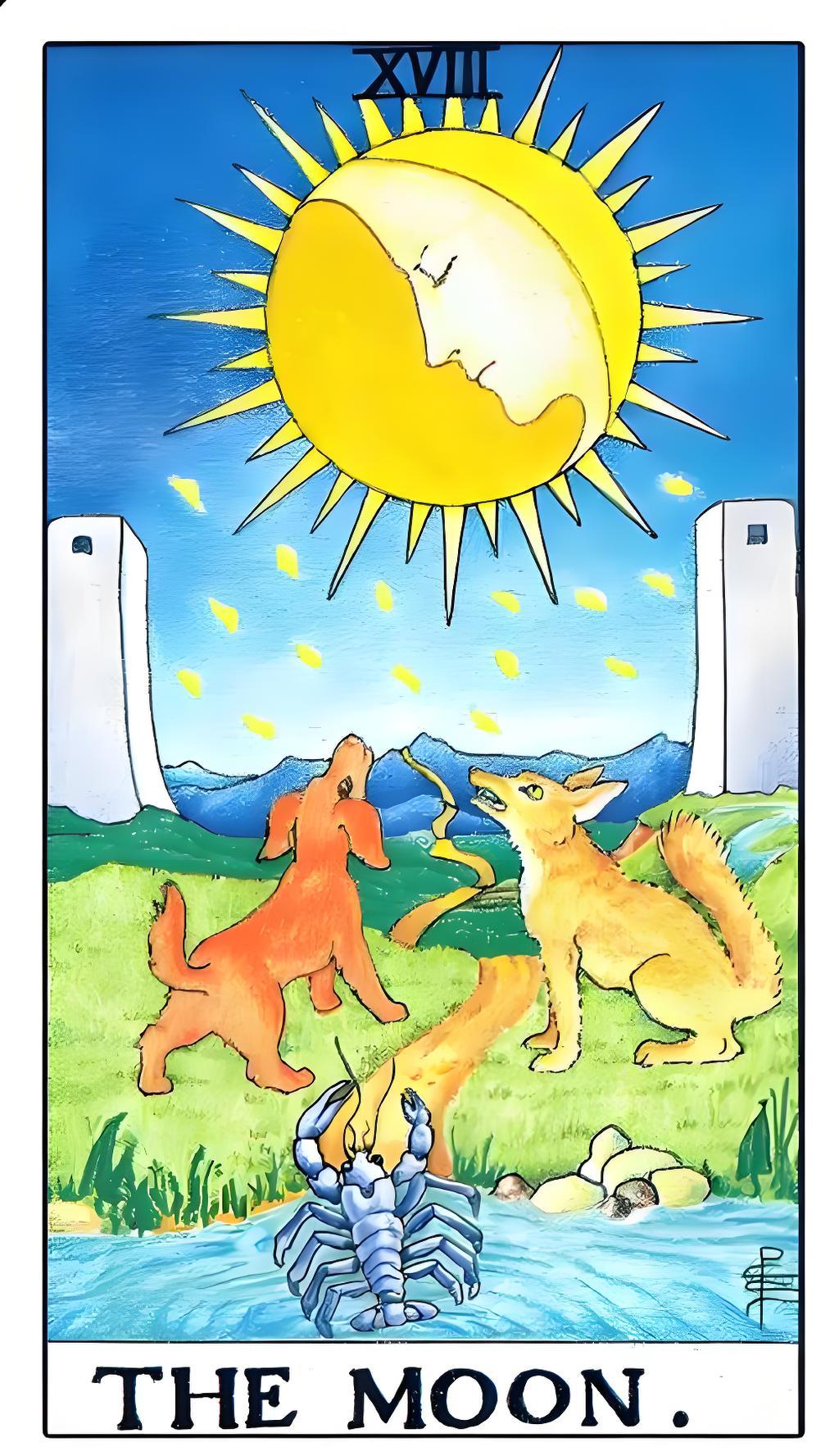 塔罗牌问人物心理状态，出现日、月、星都代表一种特定的情绪。这篇讲月亮牌。正位的月