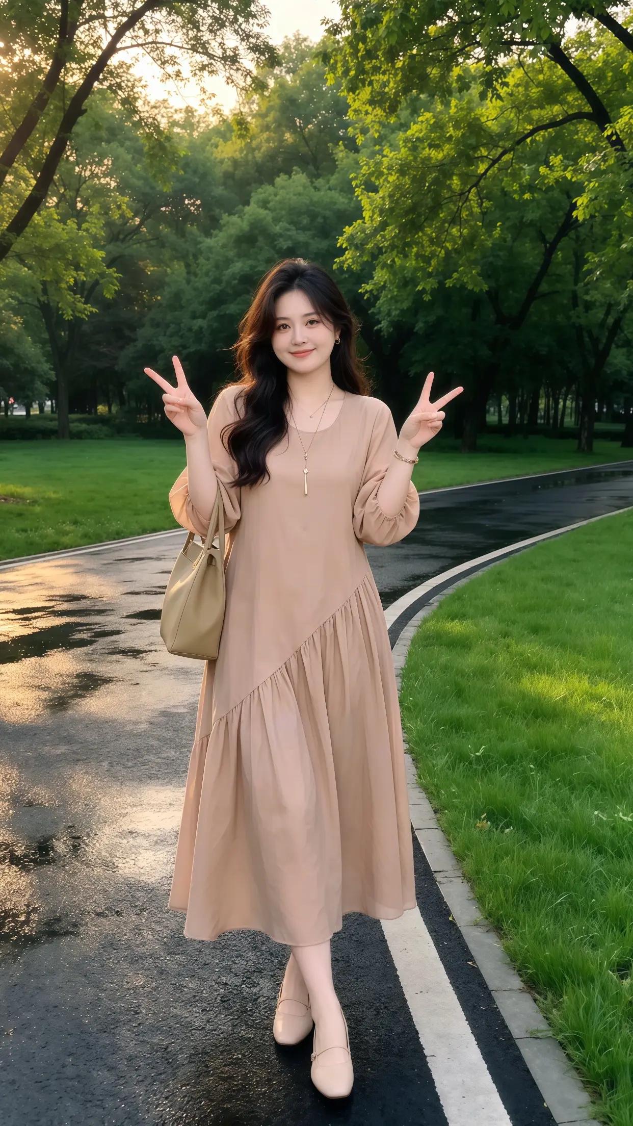 户外长裙穿搭 我的极简ins风穿搭 今日份极简穿搭 出游穿搭显瘦洋气连衣长裙 今