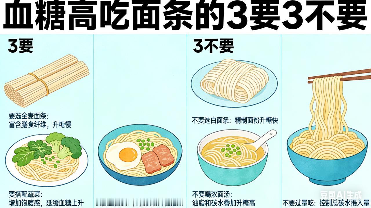 血糖高吃面条有讲究！记住 3 要 3 不要，营养美味不升糖

血糖高的人吃面条，