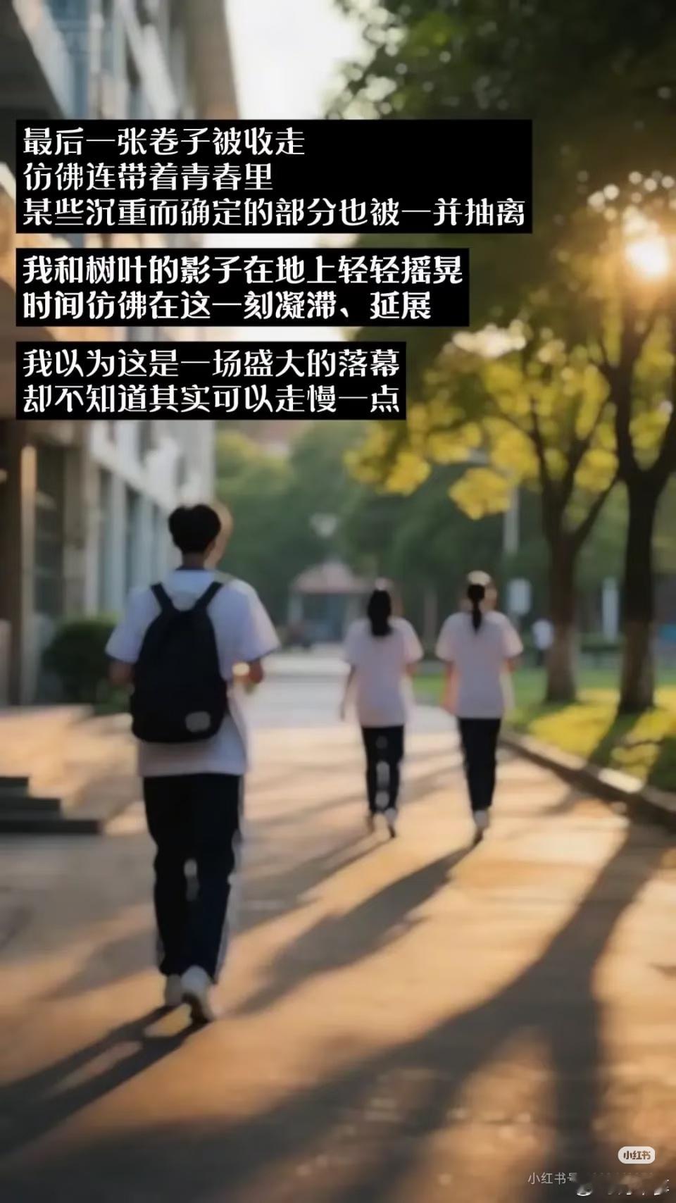 拍摄于高考结束的那天下午高考结束的午后，阳光洒落校园。结束了一场漫长的奔赴，和青