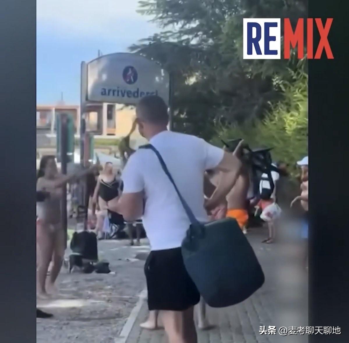 据《RMXnews》在其社交账号上发送的一段视频内容，显示一群欧洲男子在意大利旅