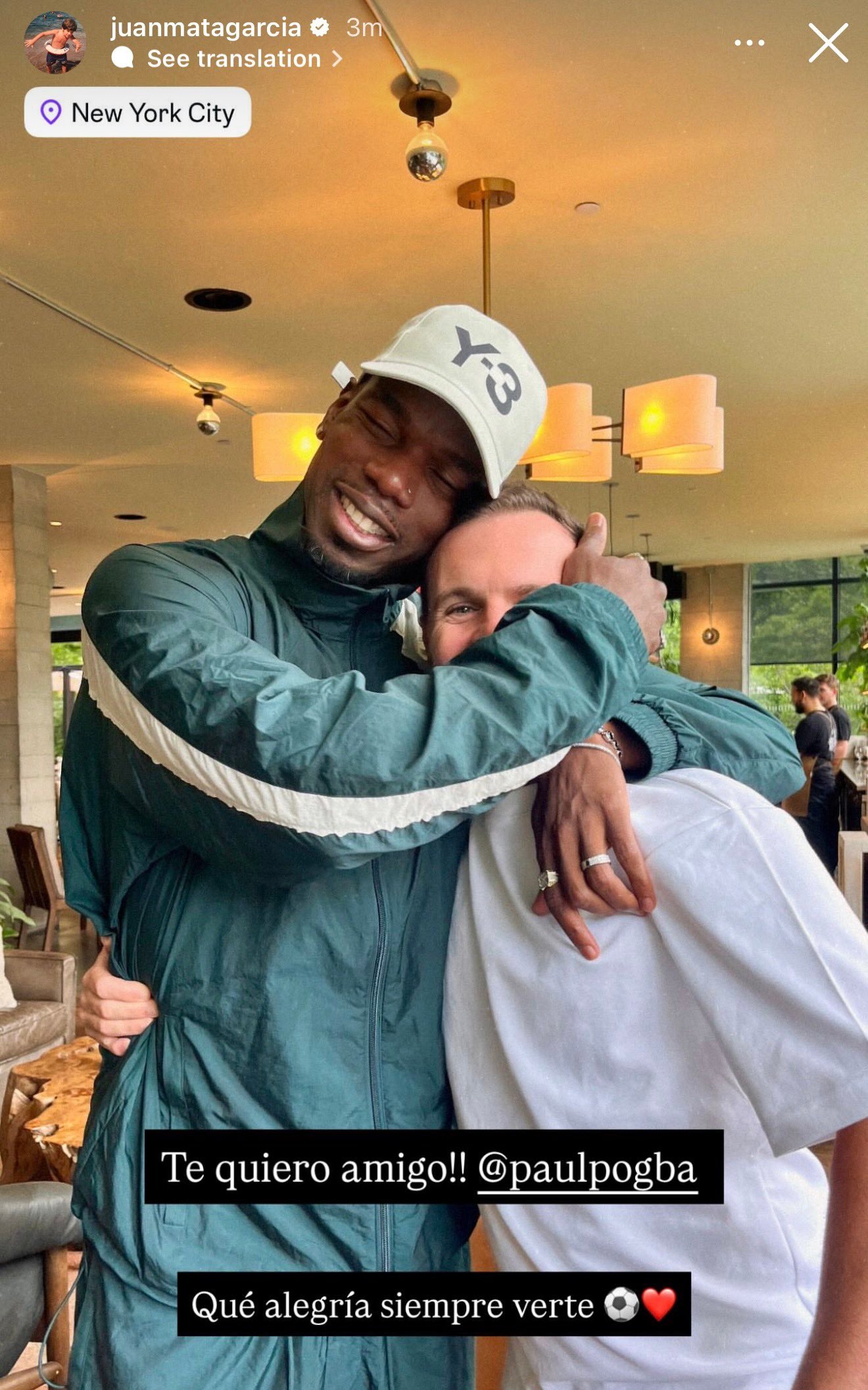 马塔和博格巴重聚：我爱你，兄弟。和你见面总是这么开心。曼联
