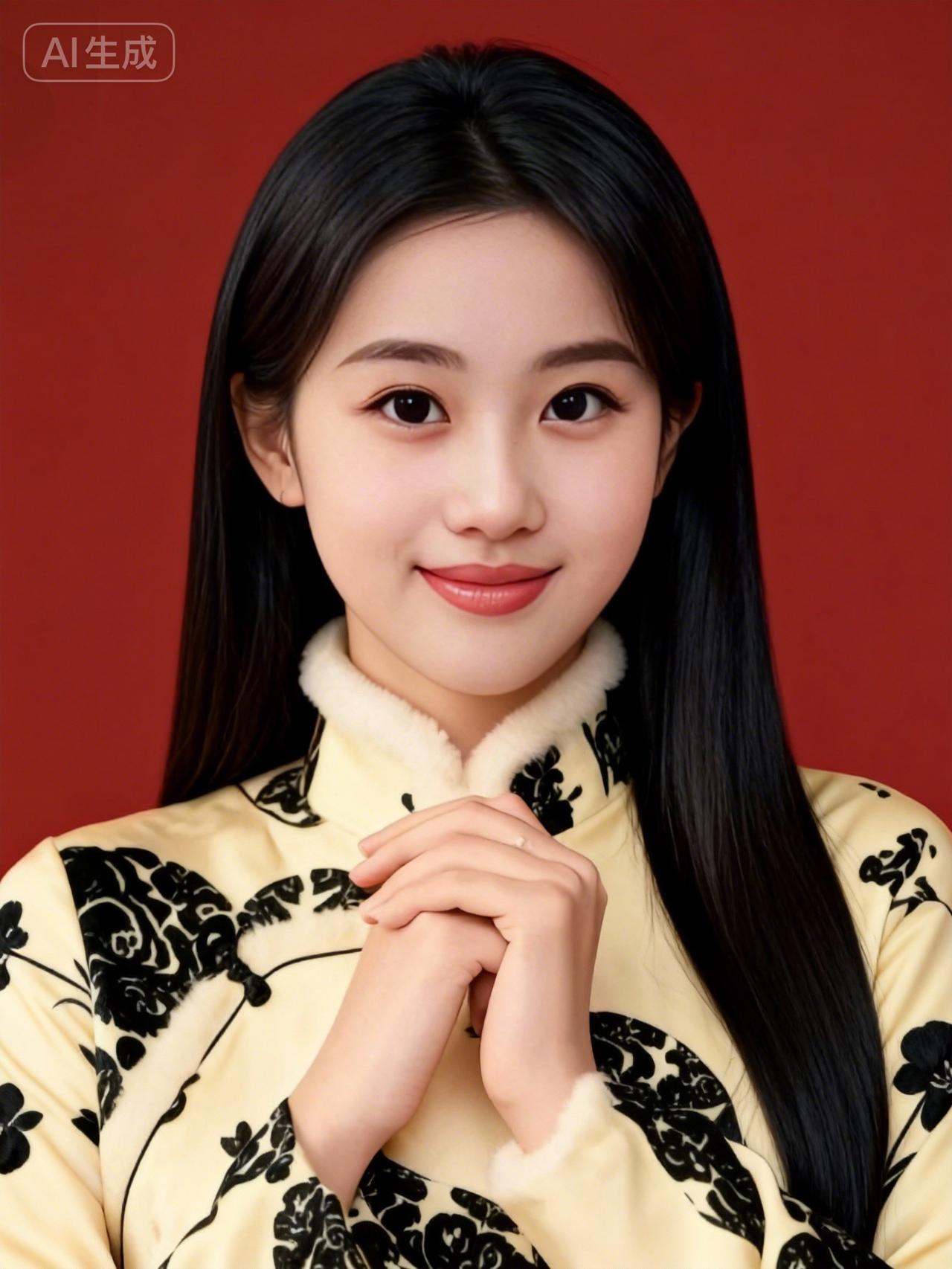 温柔甜美的东方美人，传统旗袍的优雅韵味。