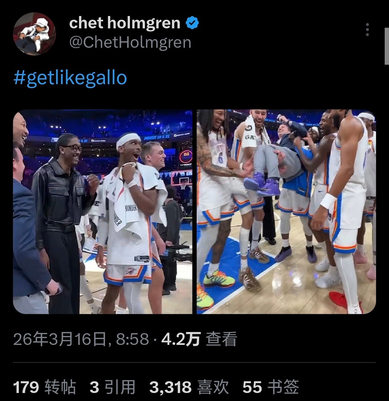 太坏了切特🤣雷霆战胜森林狼森林狼vs雷霆雷霆