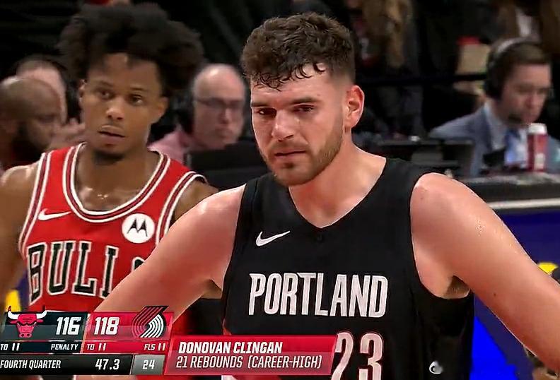 克林根生涯之夜，10进攻篮板，21篮板，career high！杨瀚森学习的好榜