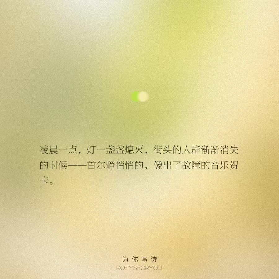 “首尔静悄悄的，像出了故障的音乐贺卡。”在金爱烂细腻柔和的文字里感受她对生活的体