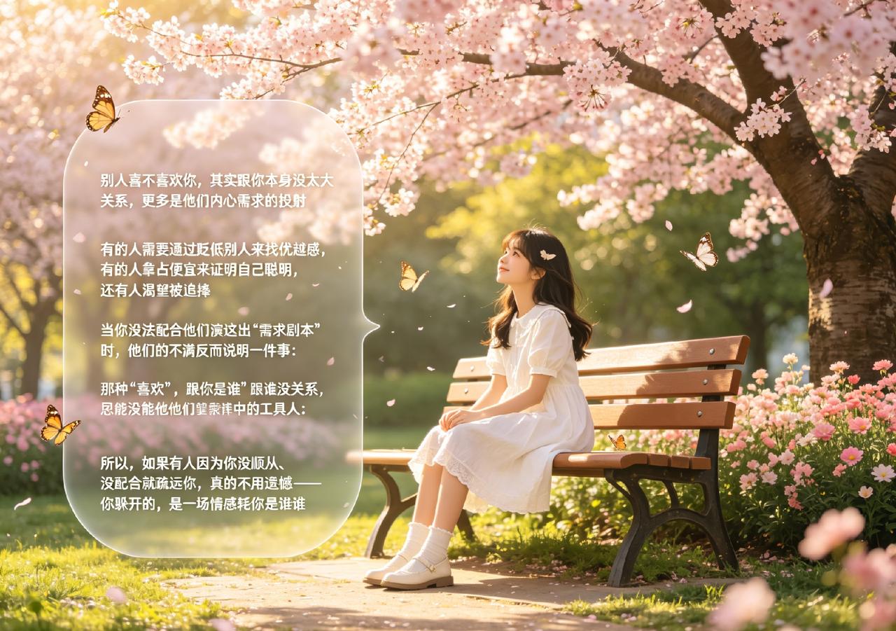 别人喜不喜欢你，其实跟你本身没太大关系，更多是他们内心需求的投射。有的人需要通过