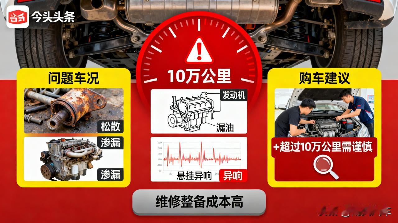 10万公里，是道坎

很多车一到10万公里，什么底盘松散、异响、漏油都来了。

