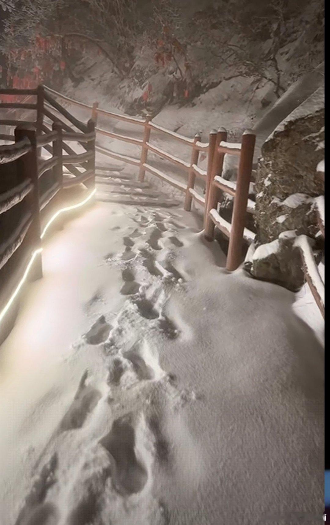 2025年11月16日晚，河南洛阳栾川老君山景区突降大雪，这场降雪迅速为这座伏牛