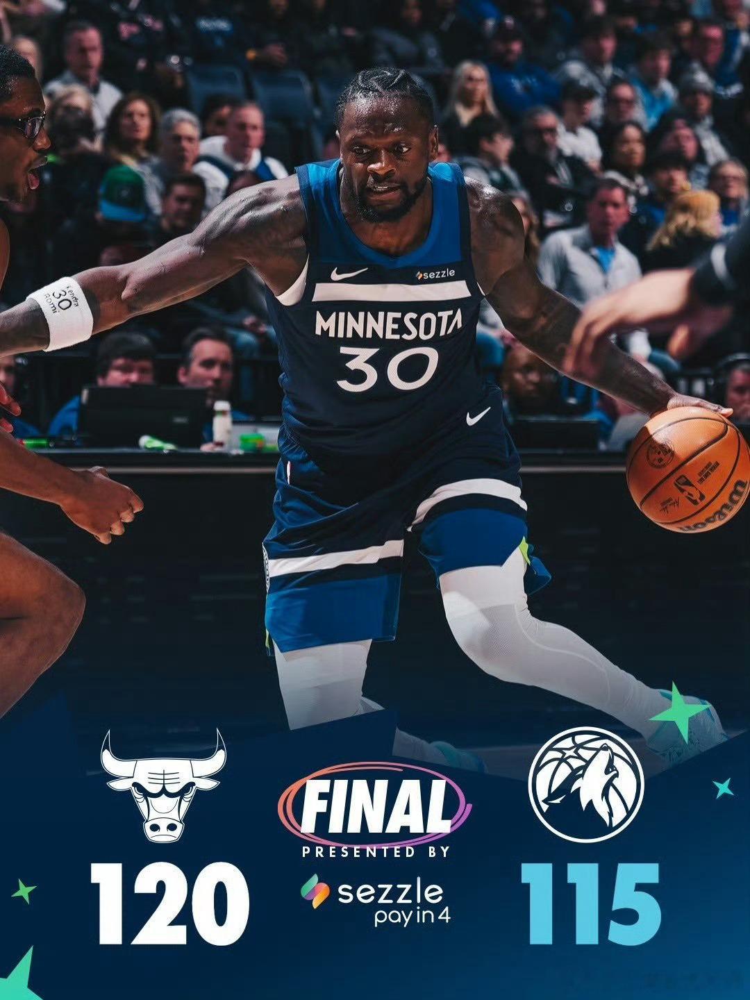 我去？爱德华兹？不是吧！森林狼主场115-120直接输给了公牛。我没有看错吧！这