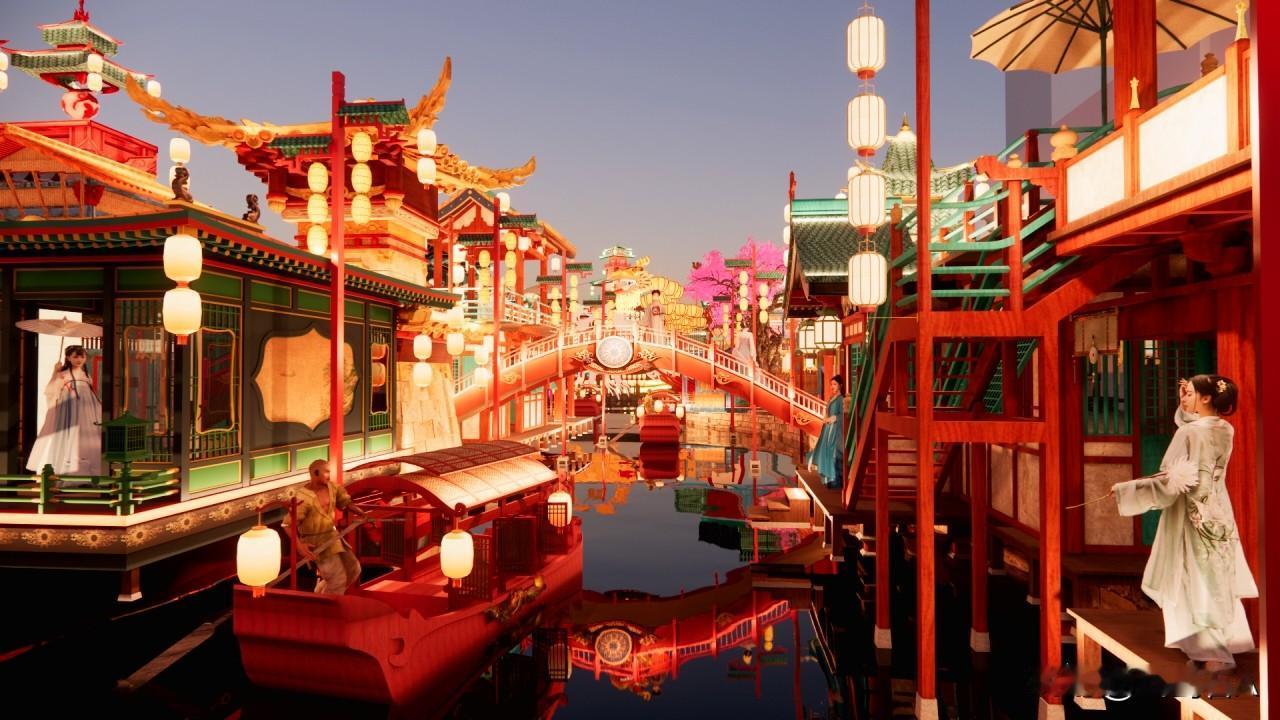 当你走上龙桥，身旁是悠悠驶过的画舫，耳边是古代商摊的吆喝。