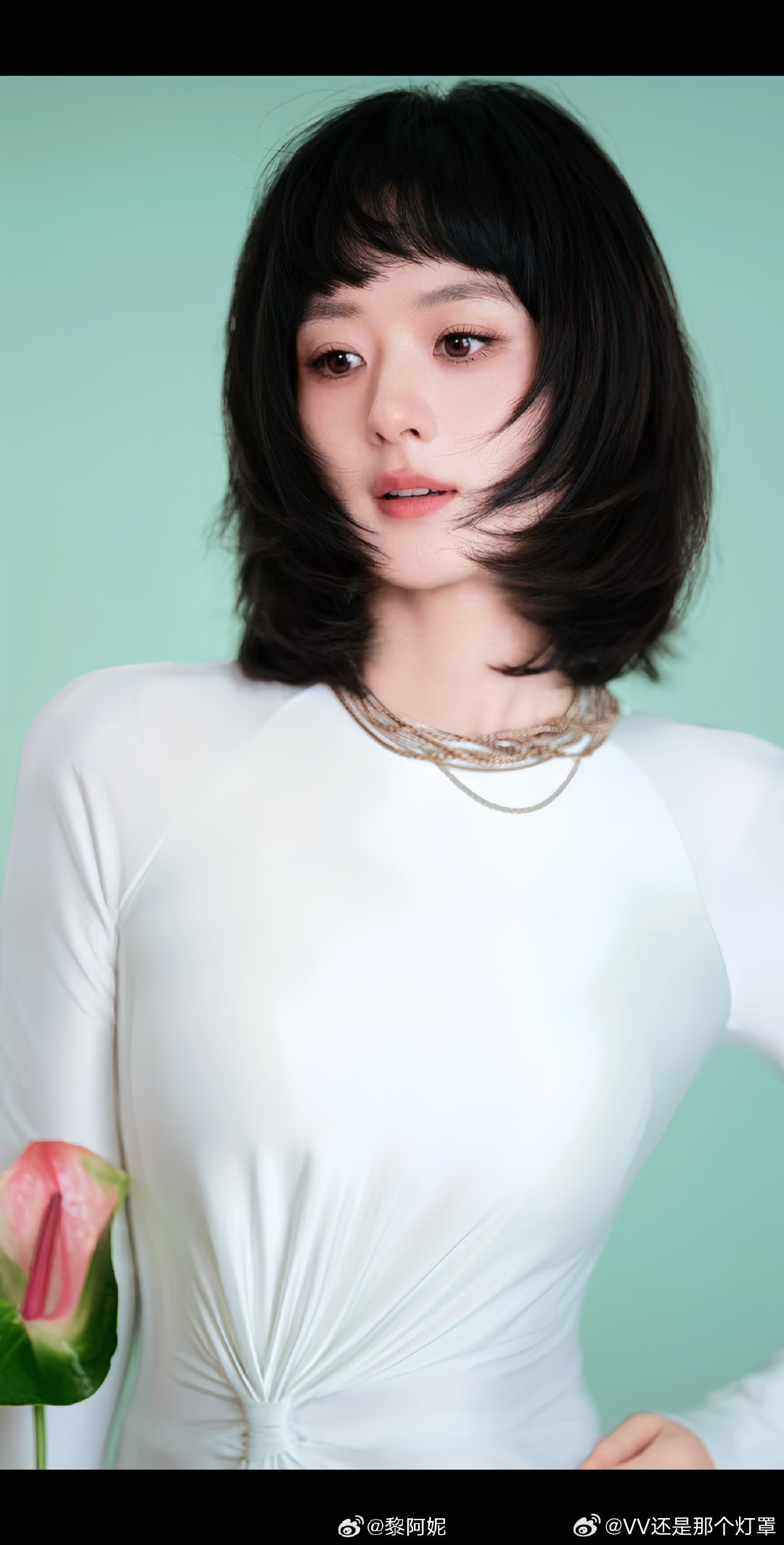 赵丽颖短发齐刘海造型截一下就是新头像