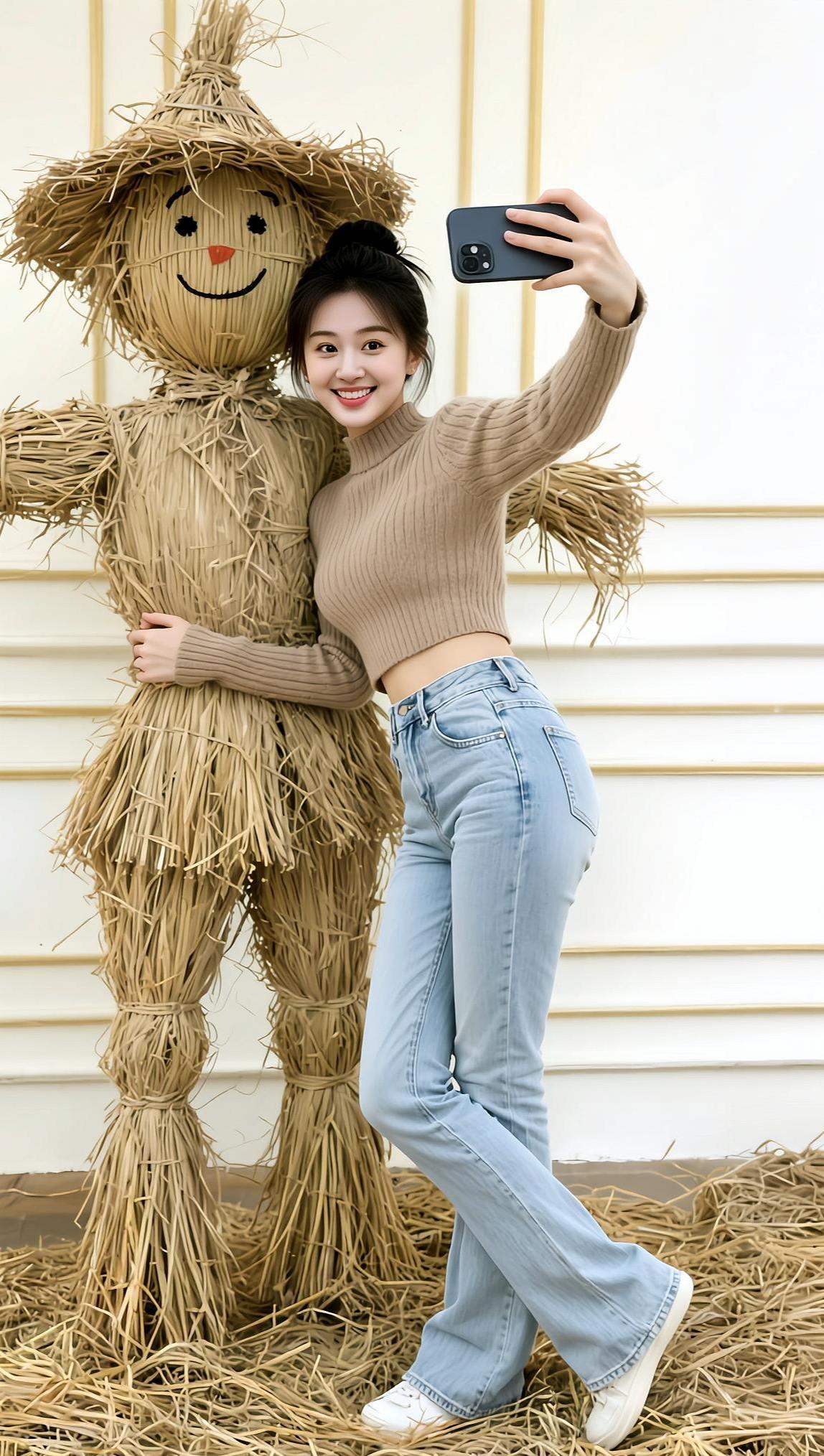 AI浅棕系自拍 抖音ai创作 活出更好的未来 每天看开一点