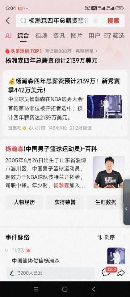 山东淄博出生于2005年的篮球新星小杨同志。在今年的NBA选秀中，首轮第16顺位