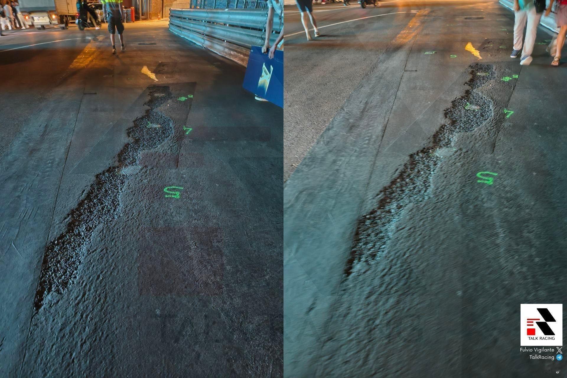 f1 T19处的赛道表面，沥青脱落原来那么严重，都变坑了…2026f1摩纳哥大奖