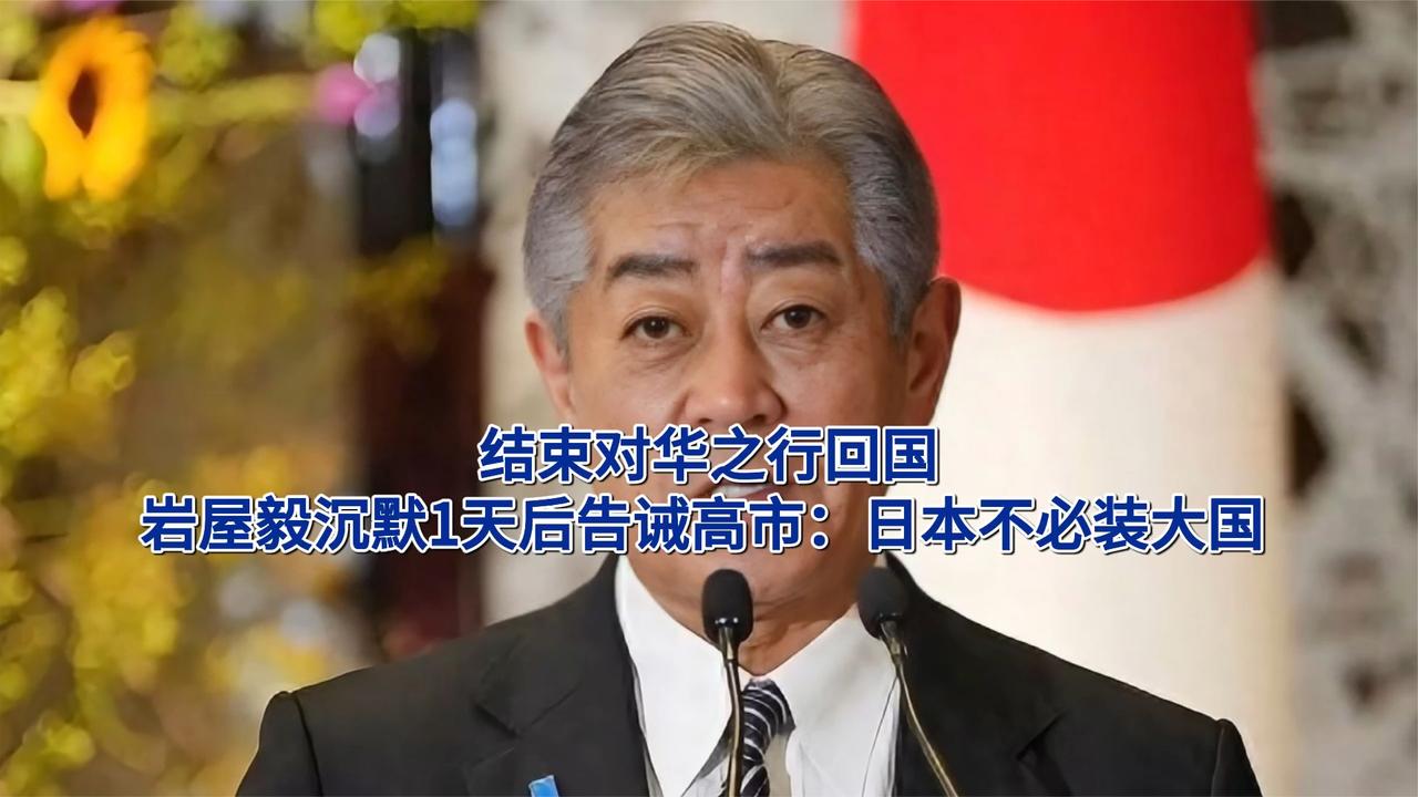 结束对华之行回国，岩屋毅沉默1天后告诫高市：日本不必装大国