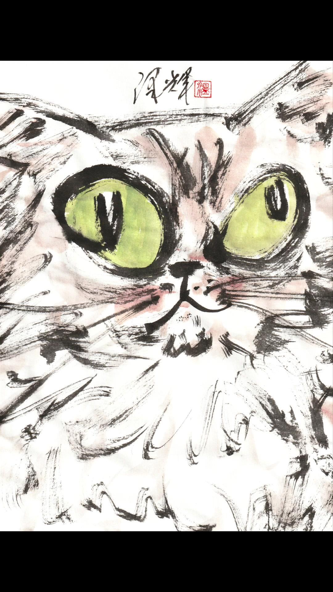最近发现一位宝藏画师，他的猫猫水墨画太绝了！每一只都带着点"潦草"，却又可爱到犯