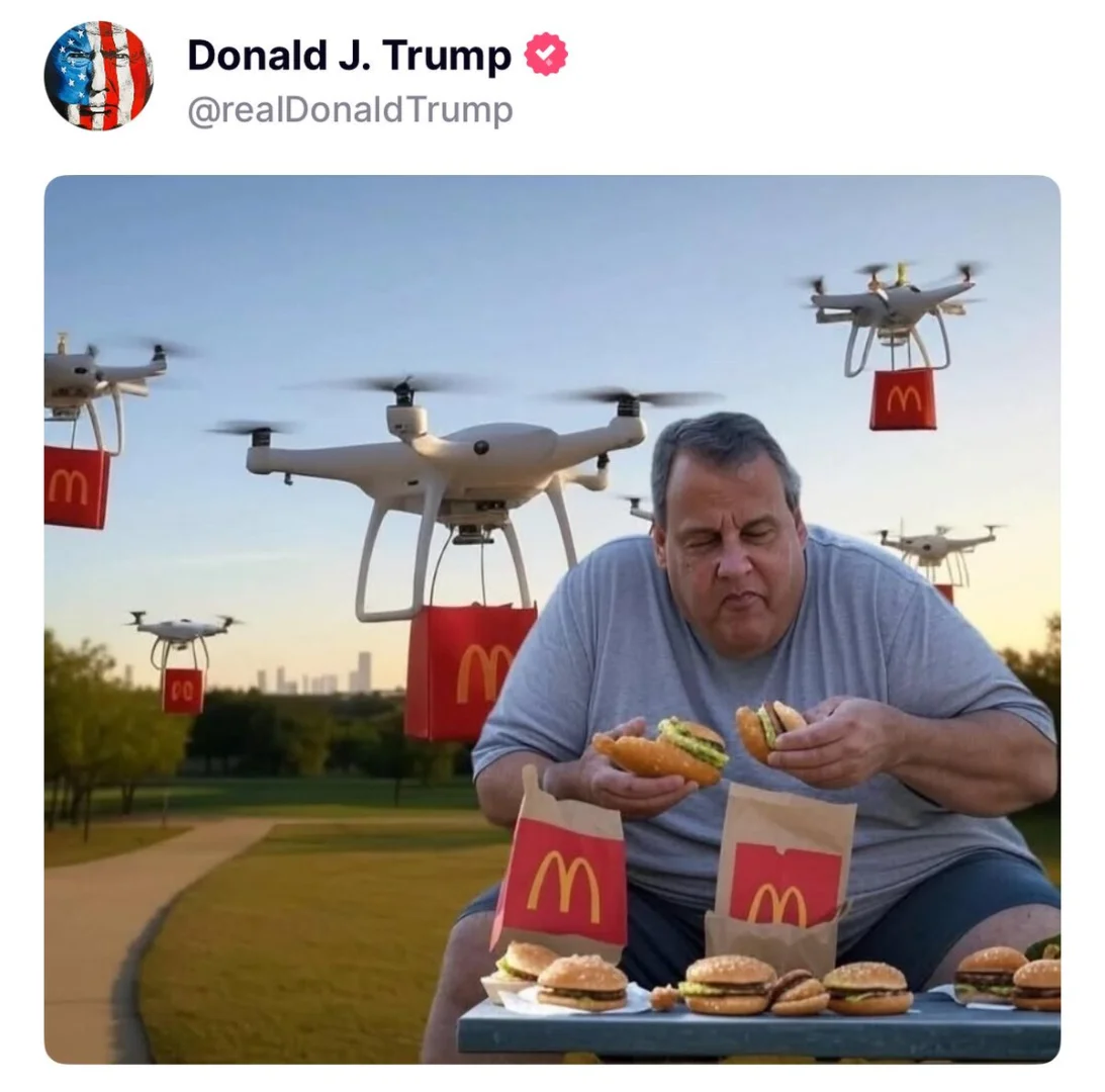 川普真是幽默，今发推，画面是前新泽西州长、那个反川普的克里斯蒂，大量无...