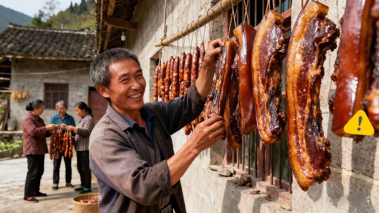 真是丧尽天良！”云南彝良，一名男子将500斤腊肉挂在墙上，先后两次往肉上喷洒敌敌