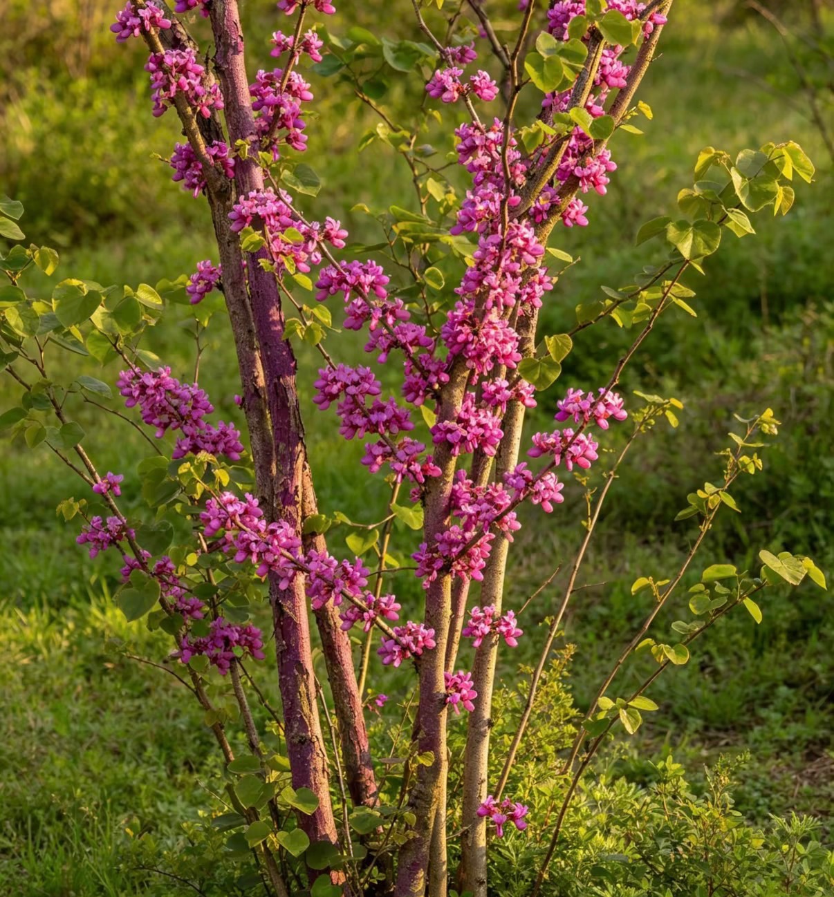 紫荆1. 栽培方式：普通园土、沙壤土均可栽种，耐轻度贫瘠；落叶丛生灌木，根系浅生