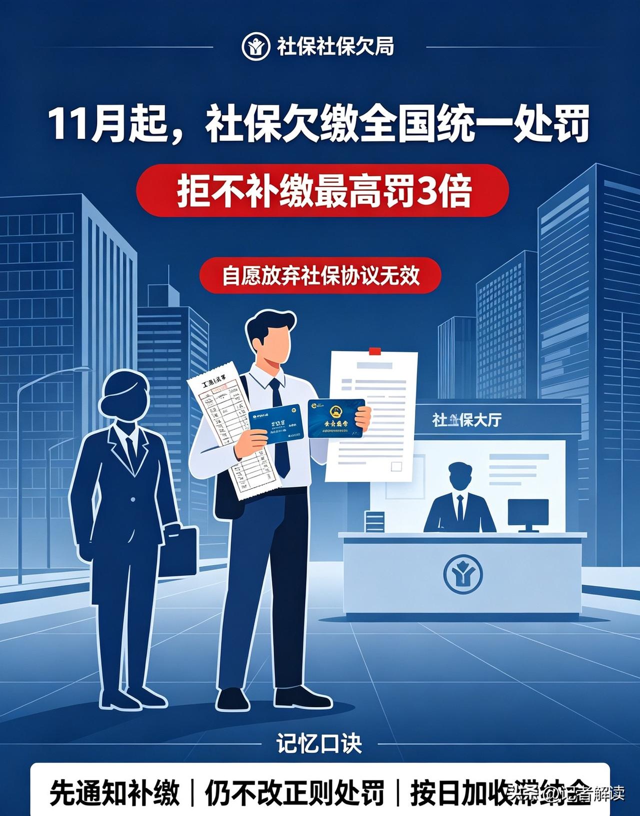 11月起实施！欠缴社保最高罚3倍，自愿放弃社保协议不算数

不少打工人在职场上都