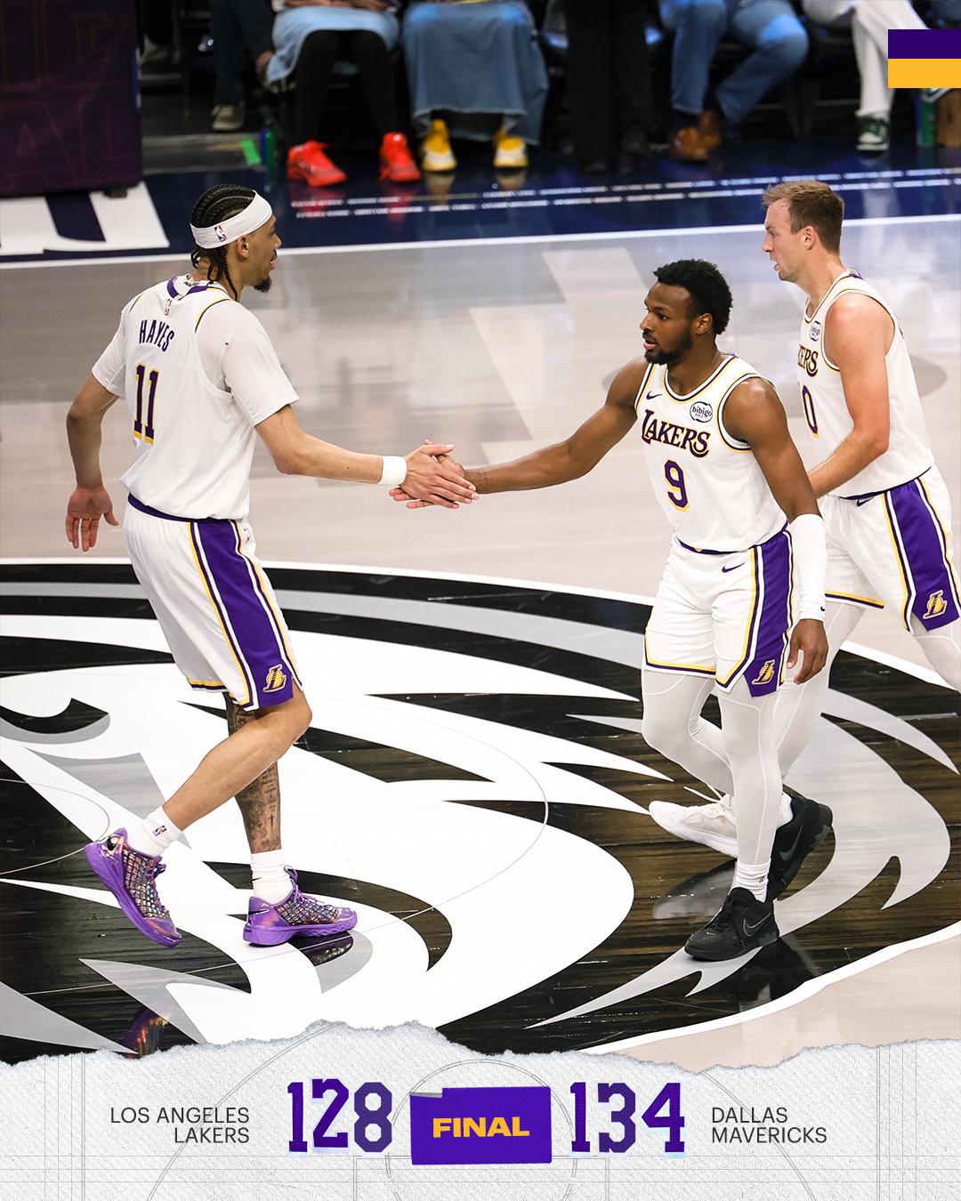 东里缺阵第一场，詹姆斯空砍30分15助攻9篮板，湖人不敌独行侠遭遇连败。肯纳德1