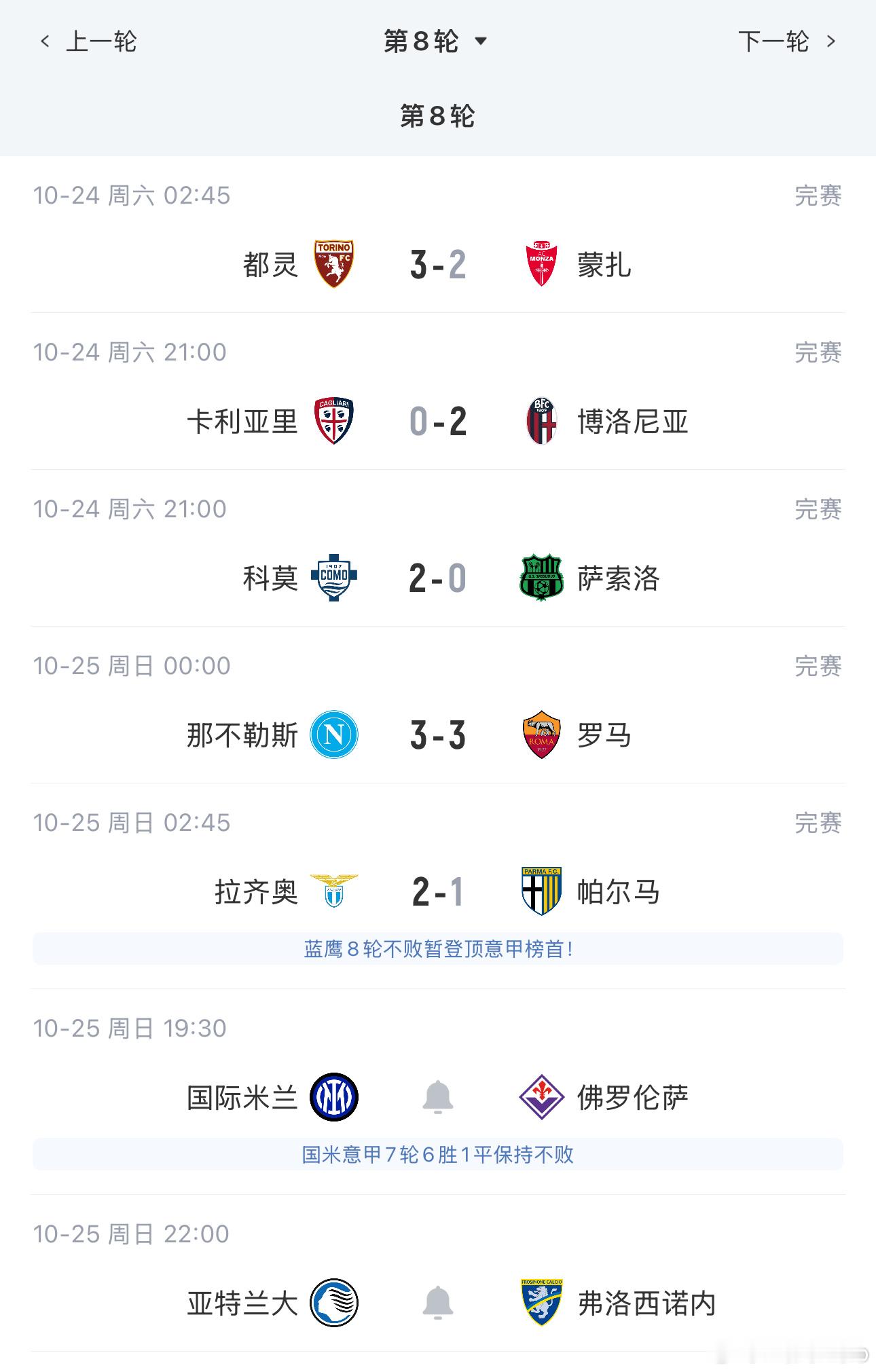 一觉醒来，科莫、拉齐奥全赢了，那不勒斯和罗马在巅峰对决中打成了3比3，赛后教父原