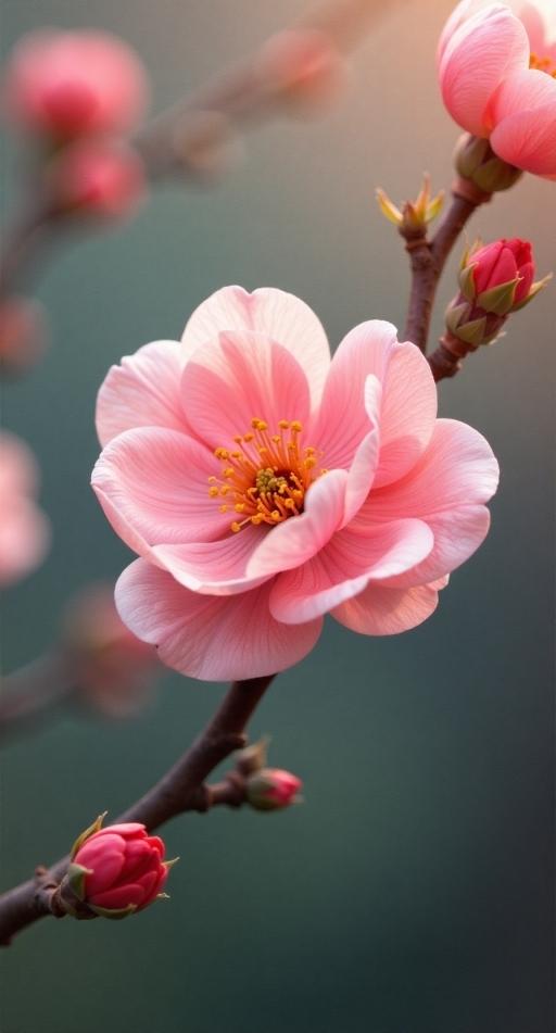 《七绝·心似桃花》
心似桃花笑春风，
片片芬芳映日红。
柔情似水随风去，
一笑倾