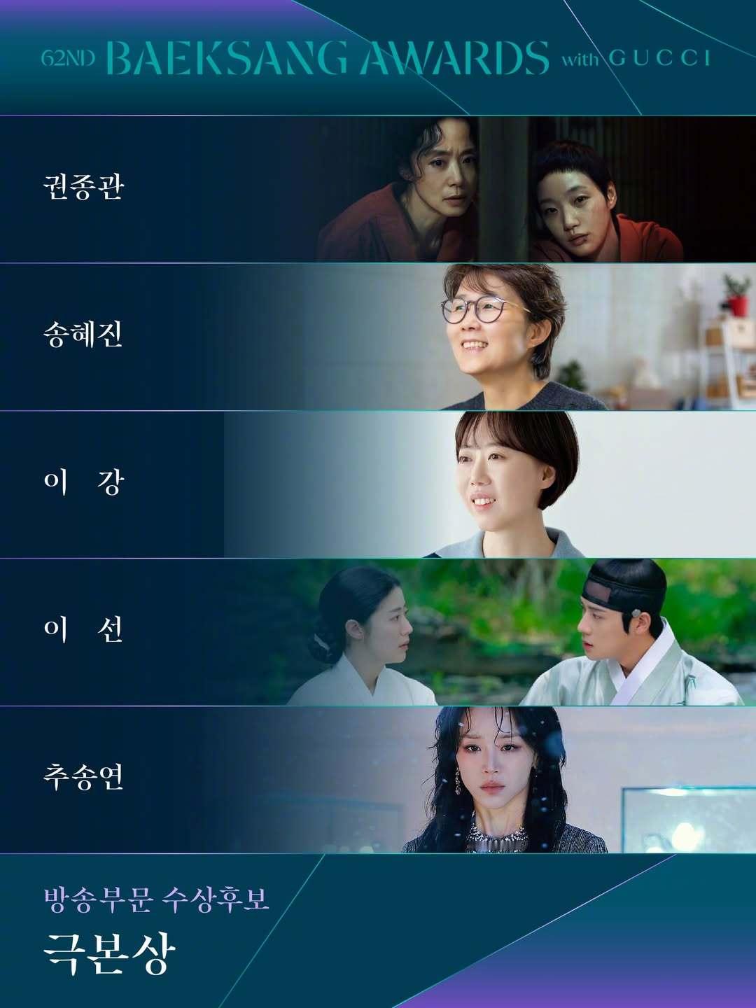 第62届百想艺术大赏 放送部门入围名单电视剧作品奖：tvN《未知的首尔》JTBC