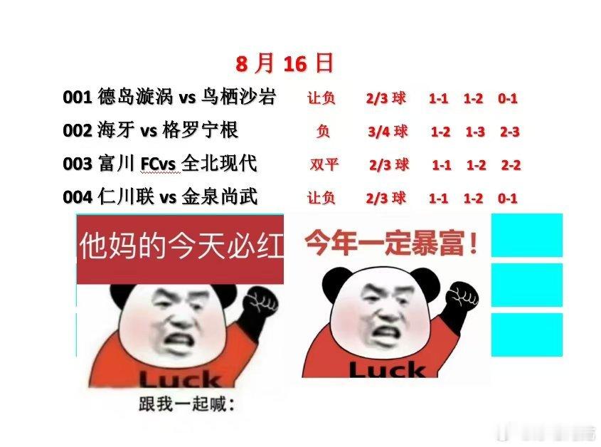 8.16今日早间足球赛事看法。二场韩k联，一场日职乙一场荷甲。连鴻走起！日职乙韩