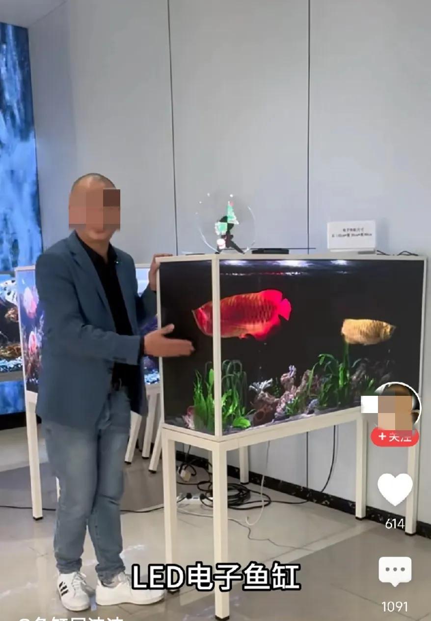 科技改变生活：LED电子鱼缸，不用喂食不用换水，通电即可。
网友：养鱼的和不养鱼