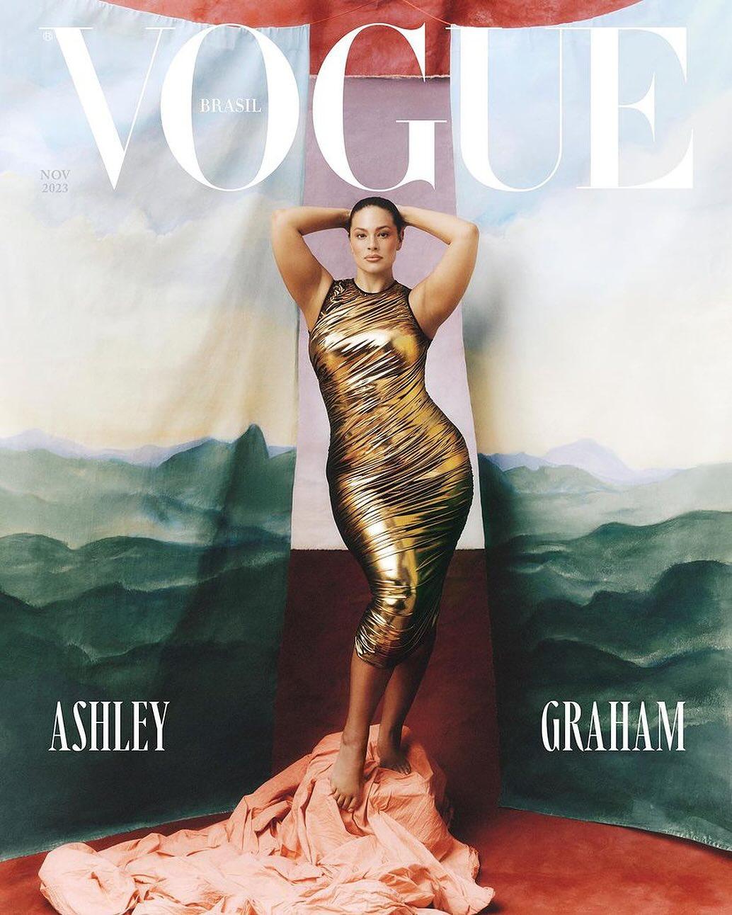 传奇大码超模 Ashley Graham 登上巴西版《VOGUE》封面。
