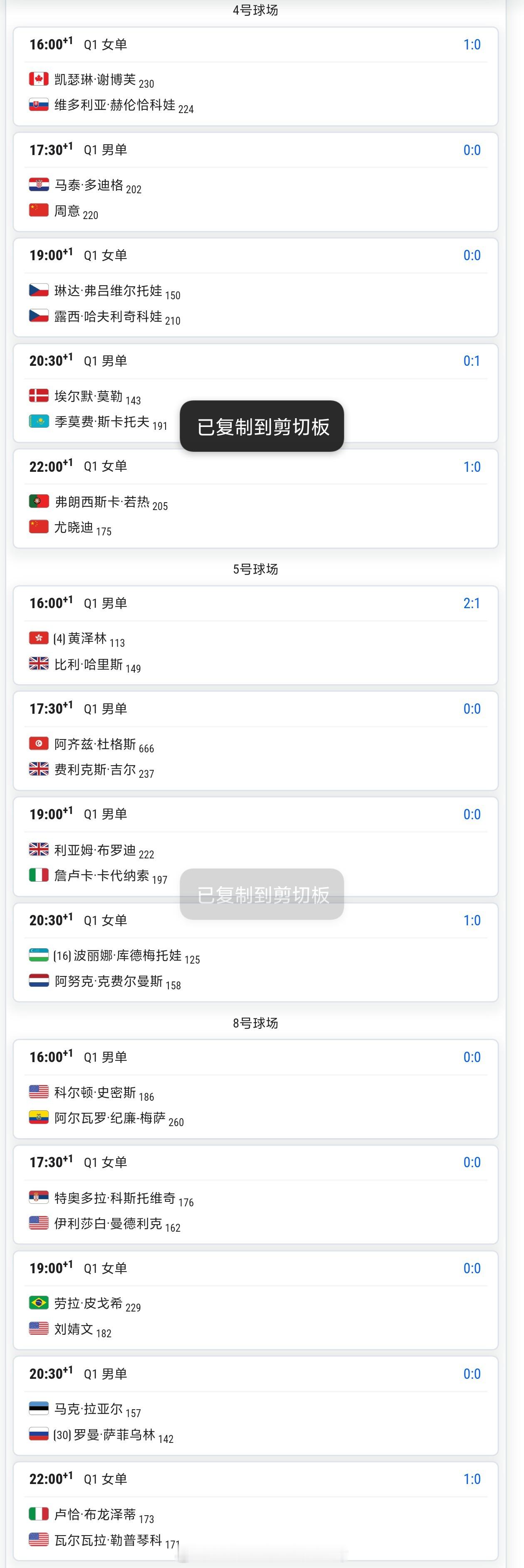 5月19日重点赛程中国网球波比台bbtv法网2026 16:30 黄泽林🇨🇳