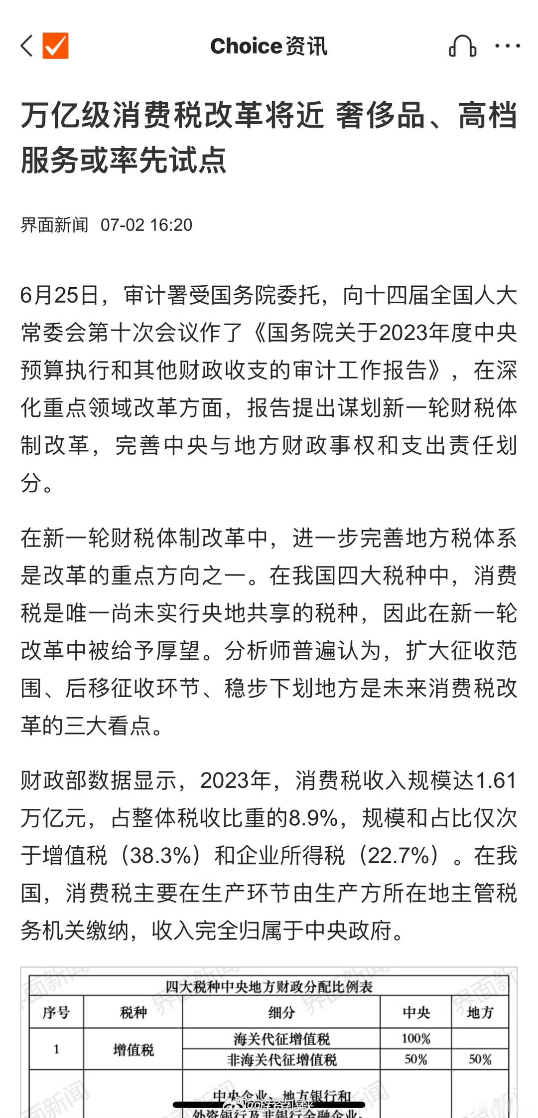 消费税改来了！！这是利好还是利空？ ​​​