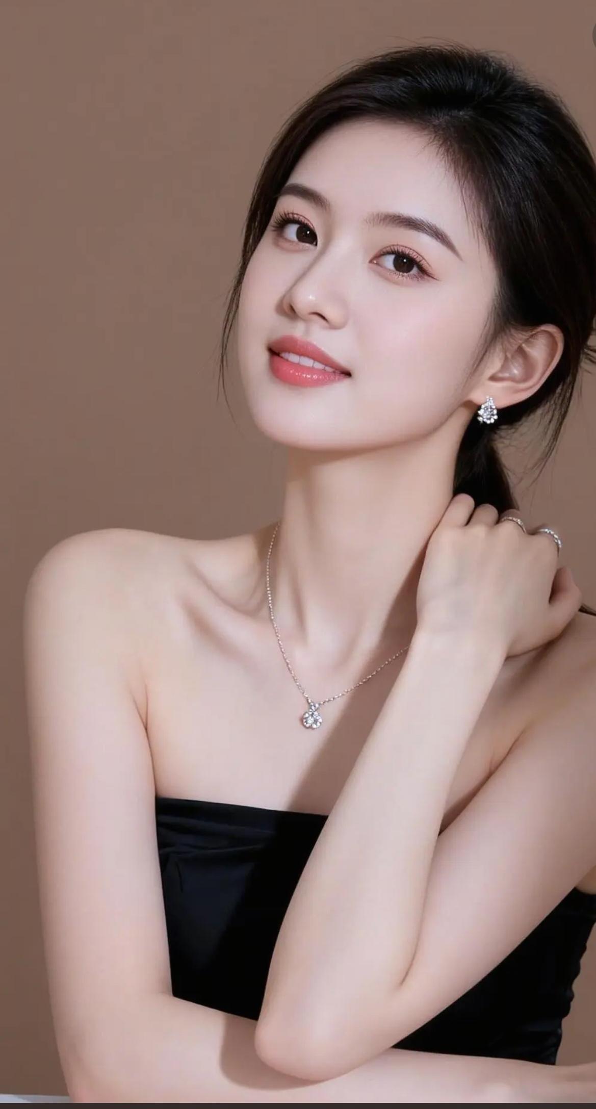 玉环轻抚耳畔，笑靥如花绽。